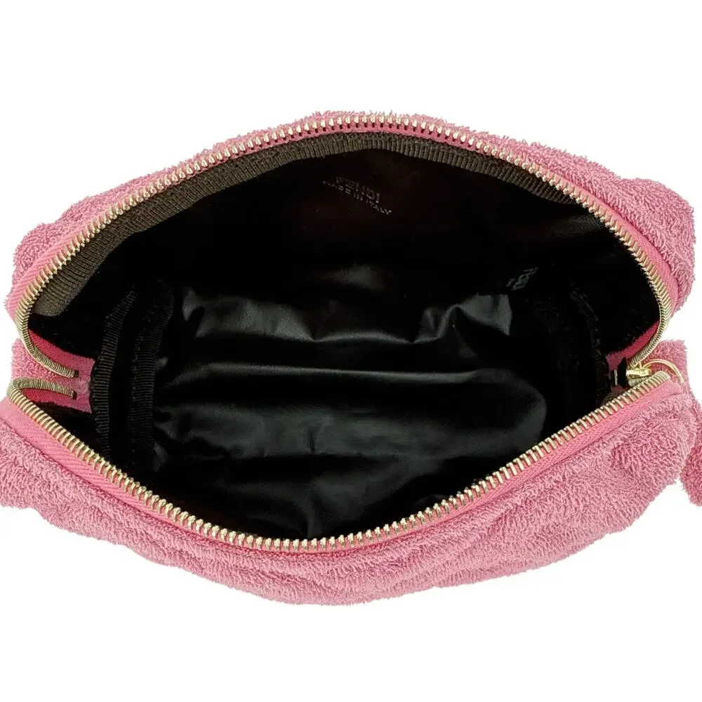 FENDI FF 1974 Cosmetic Pouch Zucca Embossed Terry Cloth in Pink